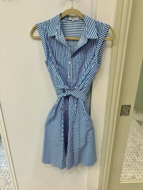 Lucy Paris Blue and White Striped Tie Dress Ralph Lauren Style XS
